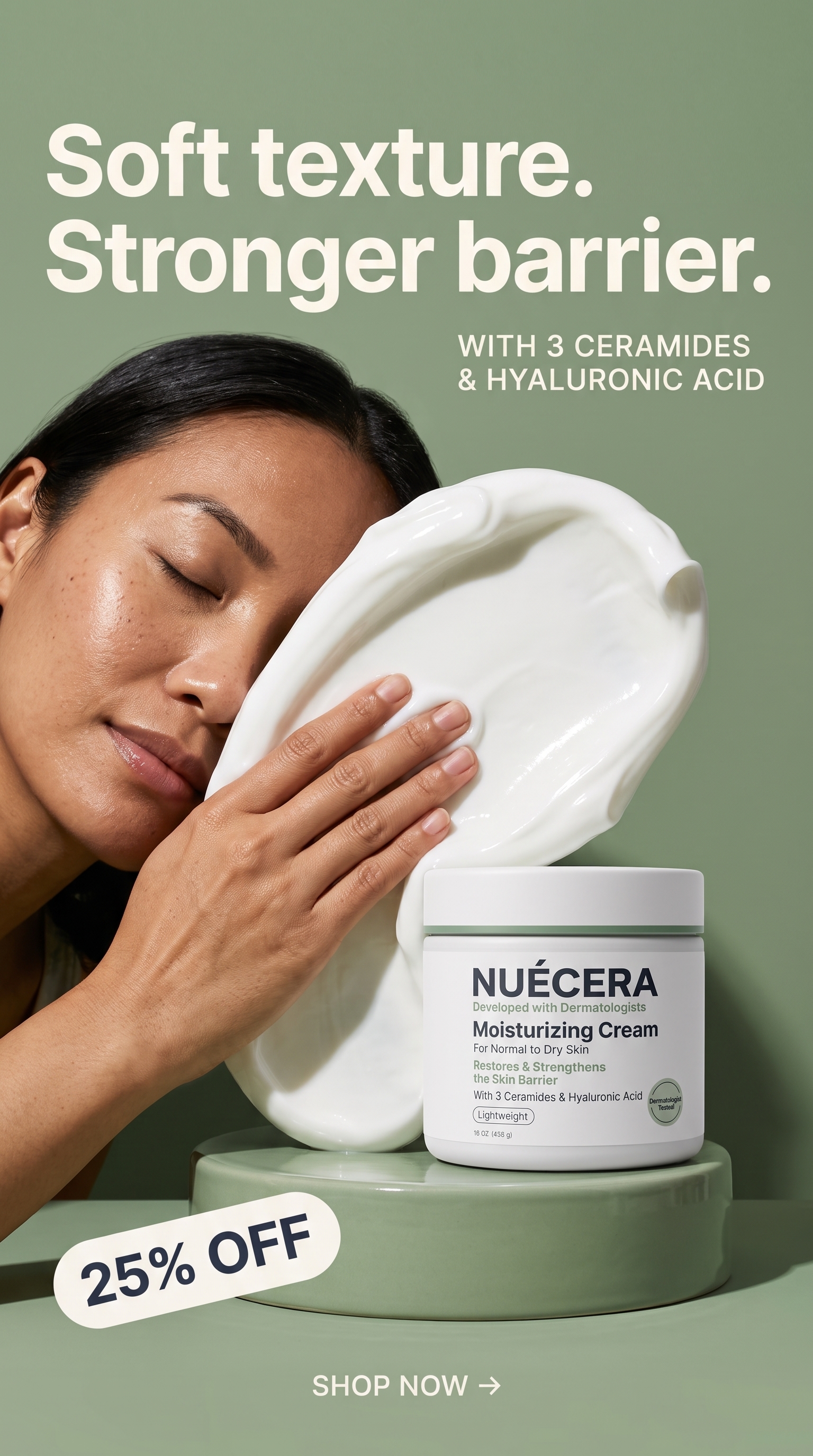 A soft human application moment extends the campaign into lifestyle.