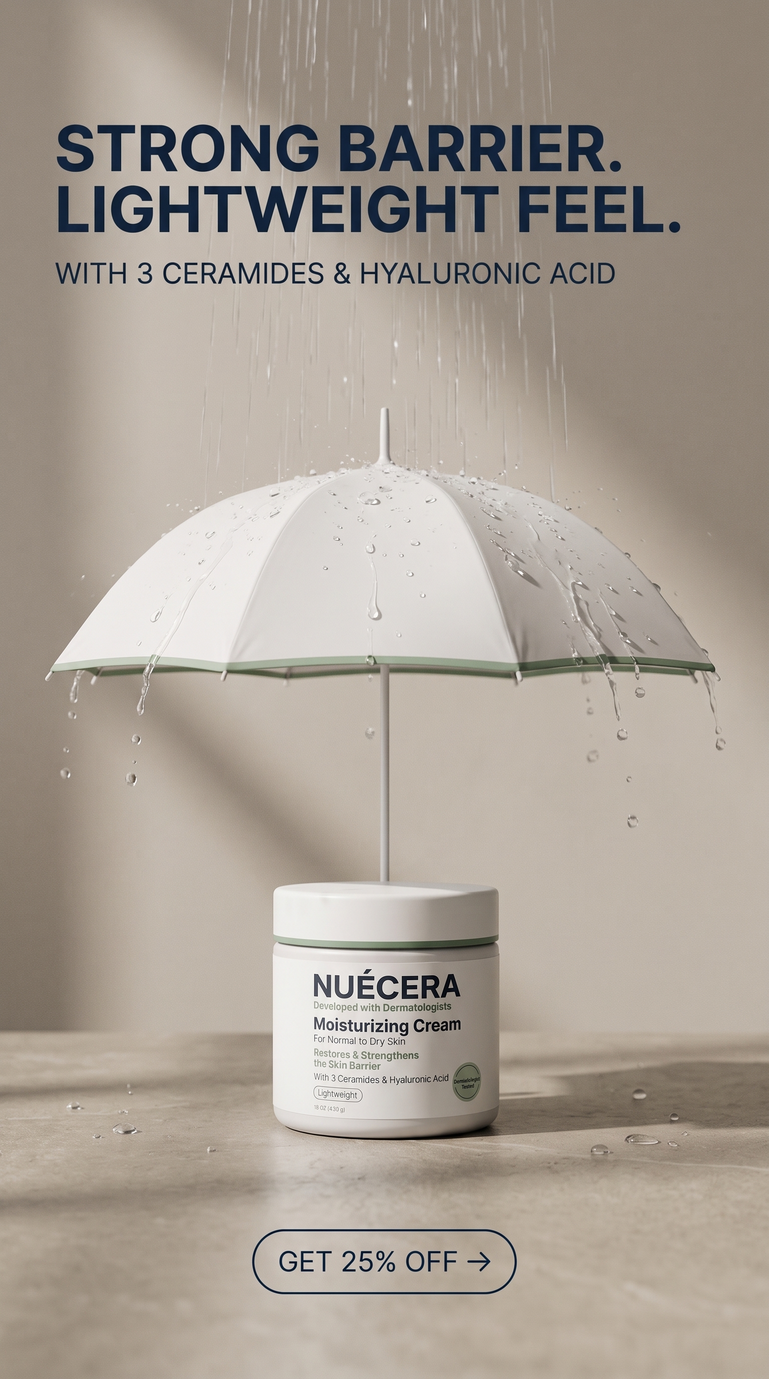 Subsurface light scattering through dense ceramide cream.